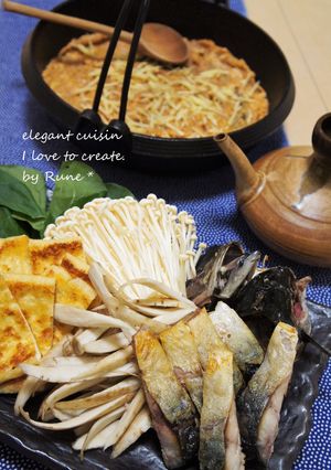 炙り鯖の酒かす味噌の土手鍋風-レシピのメイン写真