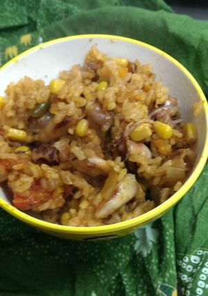 ちっちゃいイカのトマト缶 洋風炊き込み-レシピのメイン写真