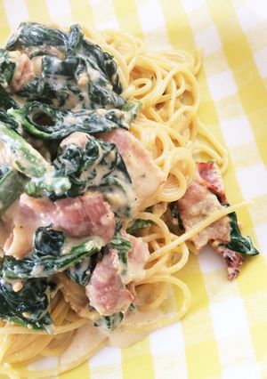 ベーコンとほうれん草のクリーム濃厚パスタ-レシピのメイン写真