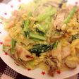 小松菜と舞茸のベーコンクリームパスタ