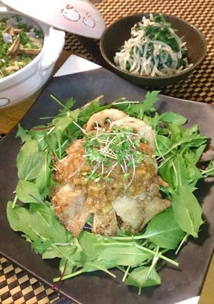 かりかり豚とれんこんの塩レモンおろしたれ-レシピのメイン写真