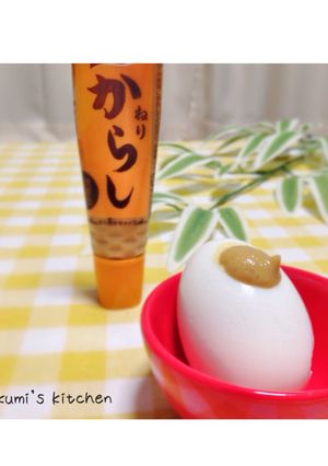 ゆで卵に辛子をつけて食べる♡-レシピのメイン写真