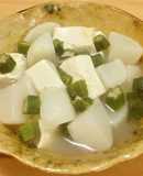 かぶと豆腐の和え物がトロトロに変身