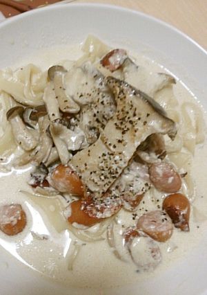 きのこたっぷりきしめんクリームパスタ-レシピのメイン写真