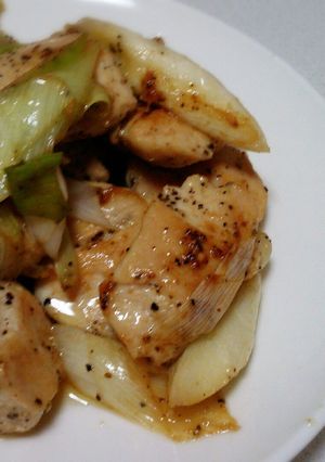 簡単！鶏むね肉とネギの炒めもの-レシピのメイン写真
