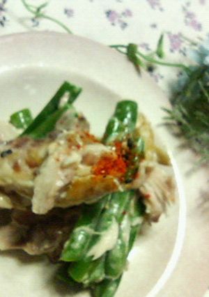 鯵干物とインゲンの☆青紫蘇ドレマヨ和え♪-レシピのメイン写真