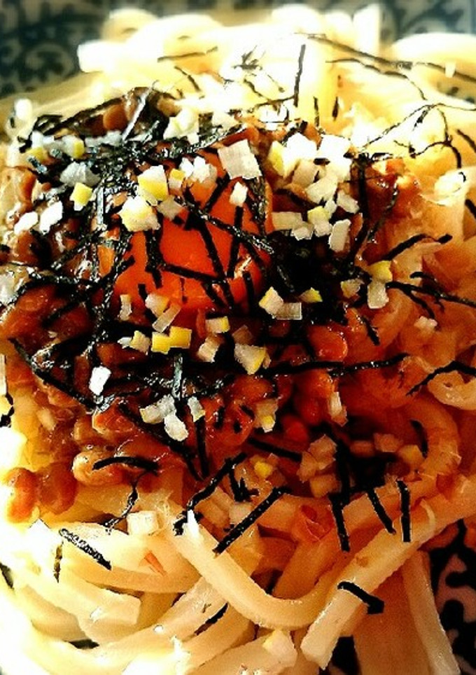 バターでコクを！簡単納豆釜玉うどん-レシピのメイン写真