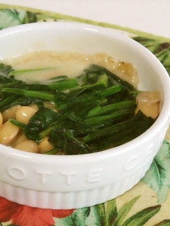 煮豆とほうれん草の✿ココットカマン♥-レシピのメイン写真