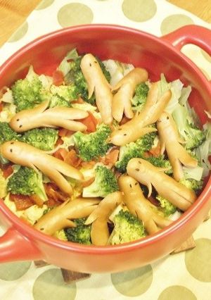 福神漬で♪ソーセー人温野菜鍋-レシピのメイン写真