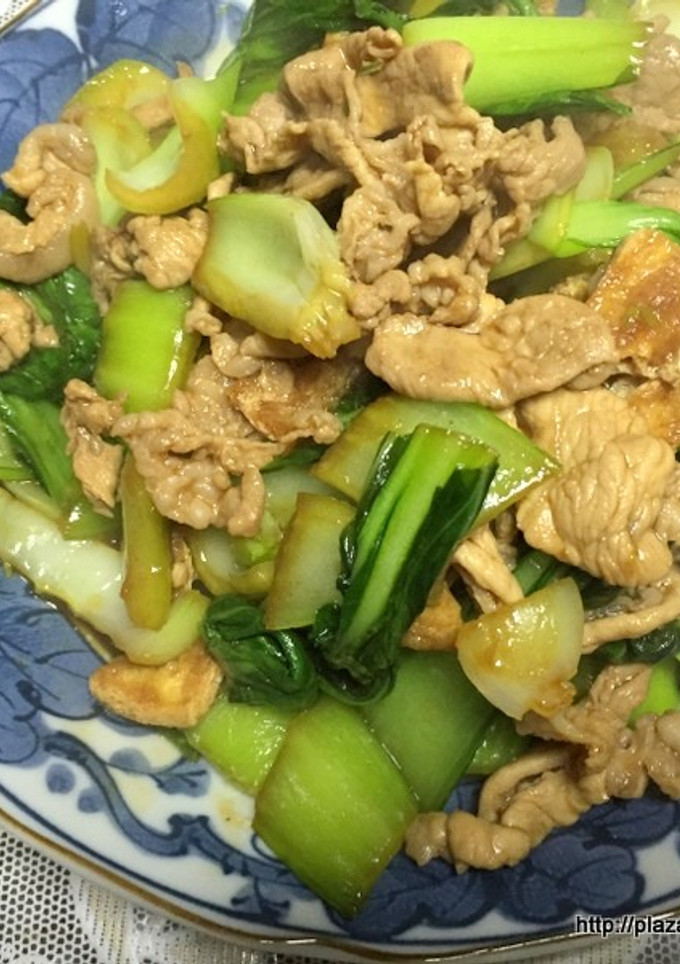 青梗菜、豚肉、油揚げ、オイスターソース-レシピのメイン写真
