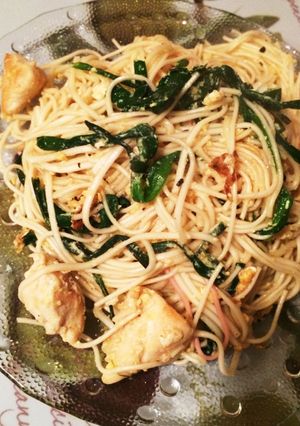 ニラとササミの素麺チャンプル♪-レシピのメイン写真