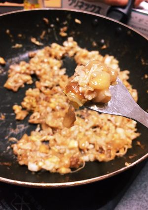 白菜と柿の種の もんじゃ焼き-レシピのメイン写真