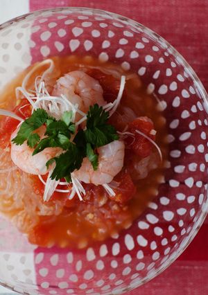 トマトの冷製ピリ辛こんにゃく麺-レシピのメイン写真