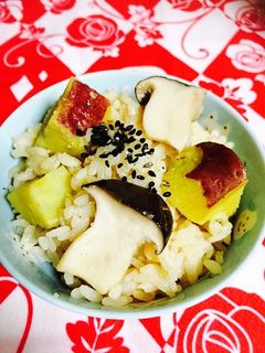 ホックホク♪薩摩芋とエリンギ炊き込みご飯-レシピのメイン写真