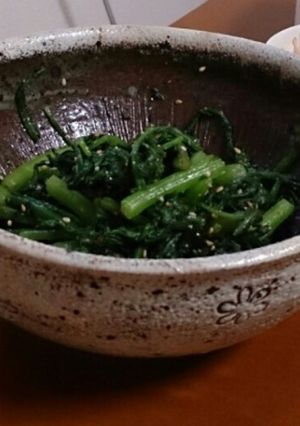 春菊のごま和え(揚げ大豆和え♡)-レシピのメイン写真