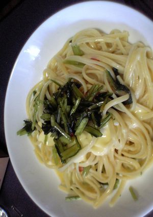 京みぶ菜（壬生菜）漬け　お手軽パスタ-レシピのメイン写真