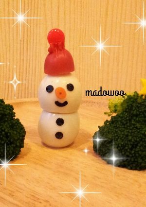 キャラ弁うずらで雪だるま クリスマスにも-レシピのメイン写真