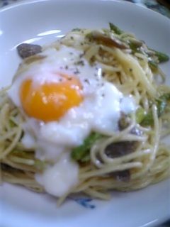 半熟卵と季節のマヨ★パスタ-レシピのメイン写真