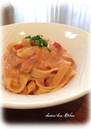 ホタテとトマトクリームのフィットチーネ-レシピのメイン写真
