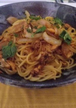 和風スパゲッティ・玉ねぎ、ツナ、鰹節-レシピのメイン写真