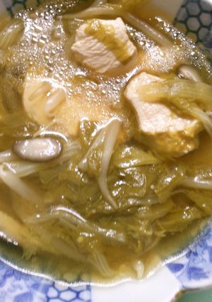 山東菜 もやし 鶏肉の 中華煮込みスープ-レシピのメイン写真