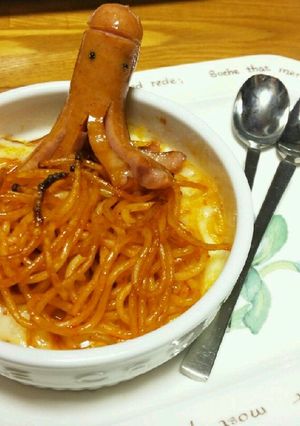 ココットカマンで☆たこさんパスタ(^^)-レシピのメイン写真