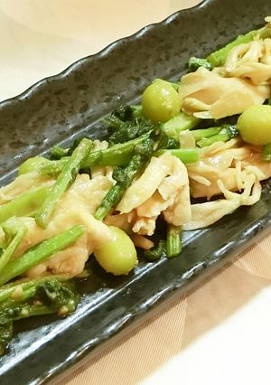 なばなと舞茸と銀杏の甘みそ炒め-レシピのメイン写真