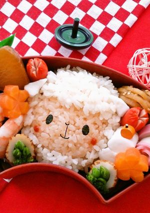 お正月 キャラ弁 未年＊ふわふわ羊さん-レシピのメイン写真