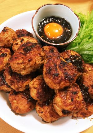 鶏つくねの照り焼き卵黄ソース-レシピのメイン写真