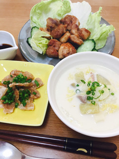 鶏肉1枚!白菜の牛乳スープと簡単おつまみ-レシピのメイン写真