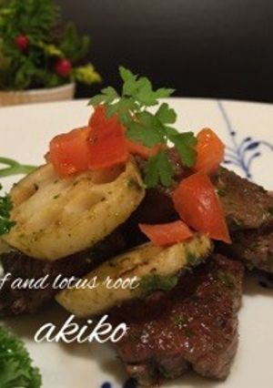 ステーキ肉とれんこんのパセリソース炒め-レシピのメイン写真