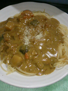 残ったカレーでカレーパスタ-レシピのメイン写真