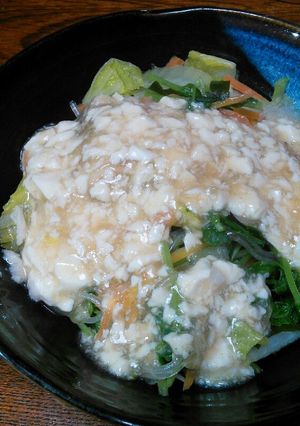 白菜と豆苗のホタテ貝柱豆腐あんかけ-レシピのメイン写真