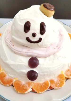 クリスマスケーキ♪簡単！立体雪だるま＾＾-レシピのメイン写真
