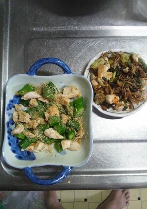 ８月５日晩飯【左：オクラの和風和え】-レシピのメイン写真