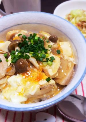 崩し豆腐の卵とじ親子丼-レシピのメイン写真
