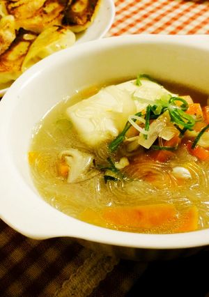 簡単！豆腐入りの春雨中華スープ-レシピのメイン写真