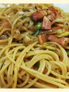 ねぎ大量消費 ねぎとベーコンの和風パスタ-レシピのメイン写真
