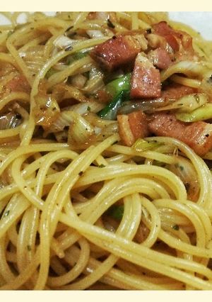 ねぎ大量消費 ねぎとベーコンの和風パスタ-レシピのメイン写真