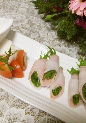 ハムと大根のクルクル巻♪ゴママヨディップ-レシピのメイン写真