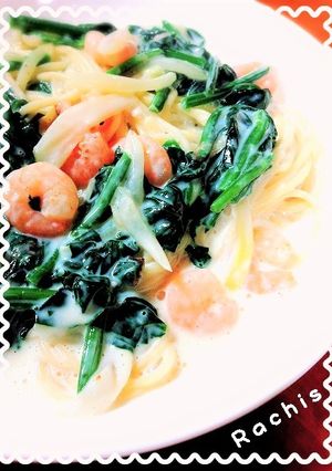 えびとほうれん草のクリームパスタ♪-レシピのメイン写真