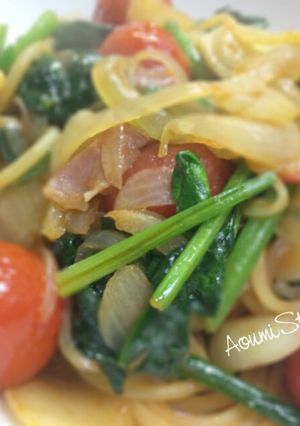 ほうれん草とプチトマトスパゲティー-レシピのメイン写真