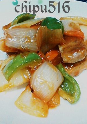 簡単　子供が喜ぶ豚ロース肉と野菜の酢豚風-レシピのメイン写真