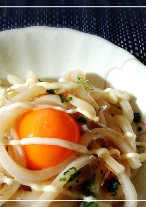 冷たいうどん！釜卵しらす醤油マヨネーズ-レシピのメイン写真