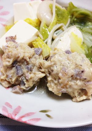 簡単♡お鍋にぴったり♡梅昆布茶鶏団子♡-レシピのメイン写真