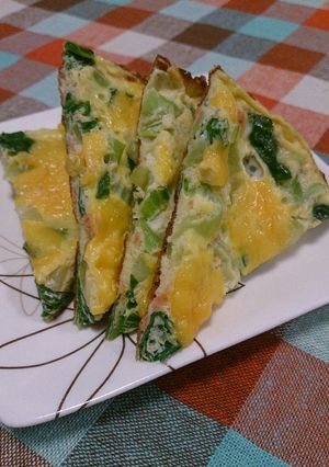 チンゲン菜と鮭フレークの卵チーズ焼き-レシピのメイン写真