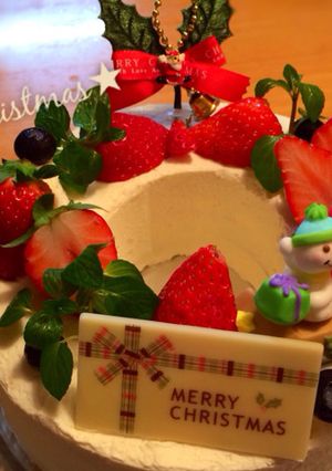 リース風デコレーション★Xmasケーキ-レシピのメイン写真