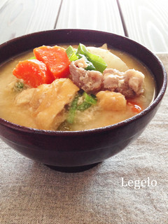 栄養たっぷり♪圧力鍋でみそ入り豚肉かす汁-レシピのメイン写真