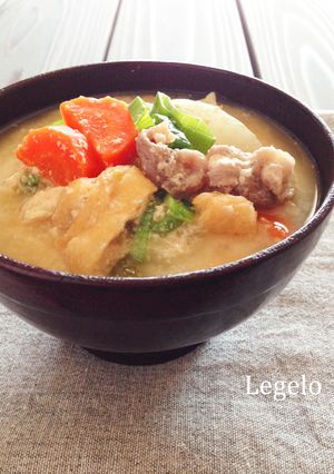 栄養たっぷり♪圧力鍋でみそ入り豚肉かす汁-レシピのメイン写真