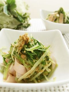お弁当にも♪簡単♪水菜とハムの胡麻和え⭐-レシピのメイン写真